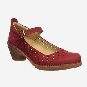 EL NATURALISTA Red Suede Leather Mary Jane Pump Comfortable Shoes Non slip EU 37